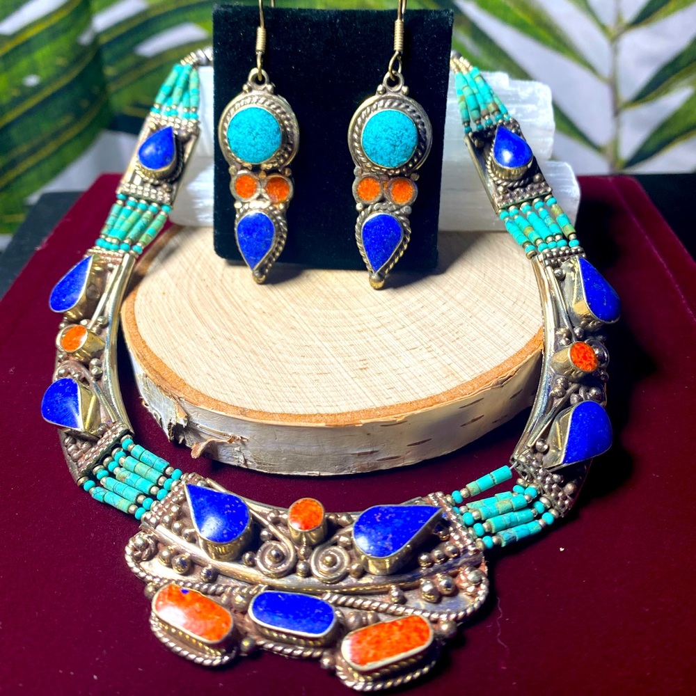 VTG|Turquoise, Coral & Lapis Necklace 💙✨